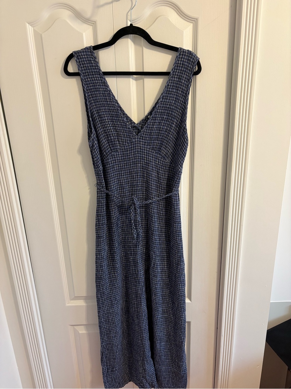 Afends Blue Check Maxi Dress